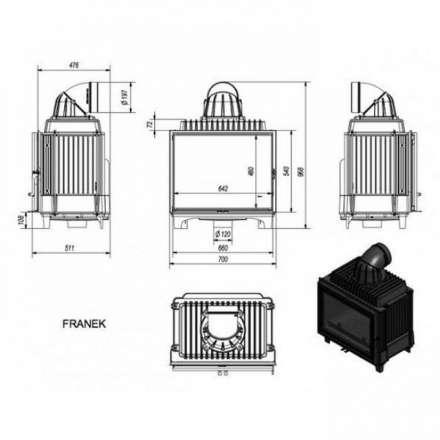 Каминная топка Kratki FRANEK/12 в Борисове
