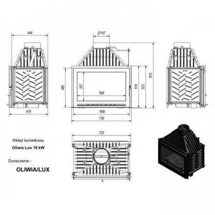 Каминная топка Kratki Oliwia/LUX в Борисове