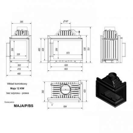 Каминная топка Kratki Maja/PW/12/G в Борисове
