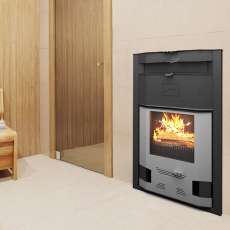 Отопительная печь со стеклом Теплодар Сиеста 30 фото в интерьере в Борисове