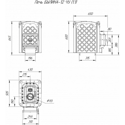 Печь для бани Теплодар Былина-12 ЧУ (1.1) в Борисове