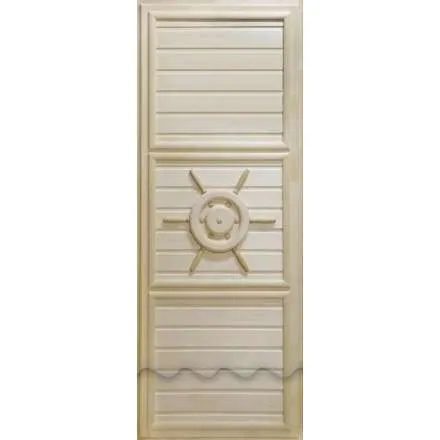 Дверь деревянная для бани DoorWood Штурвал 1840x740 без иллюминатора Эконом в Борисове
